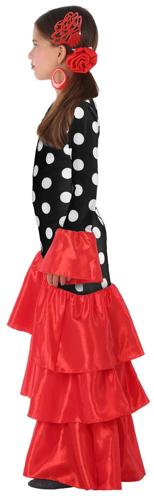 Disfraz de Flamenca Negra con Volantes Rojos Infantil Sevillanas y Flamencas Infantiles Atosa